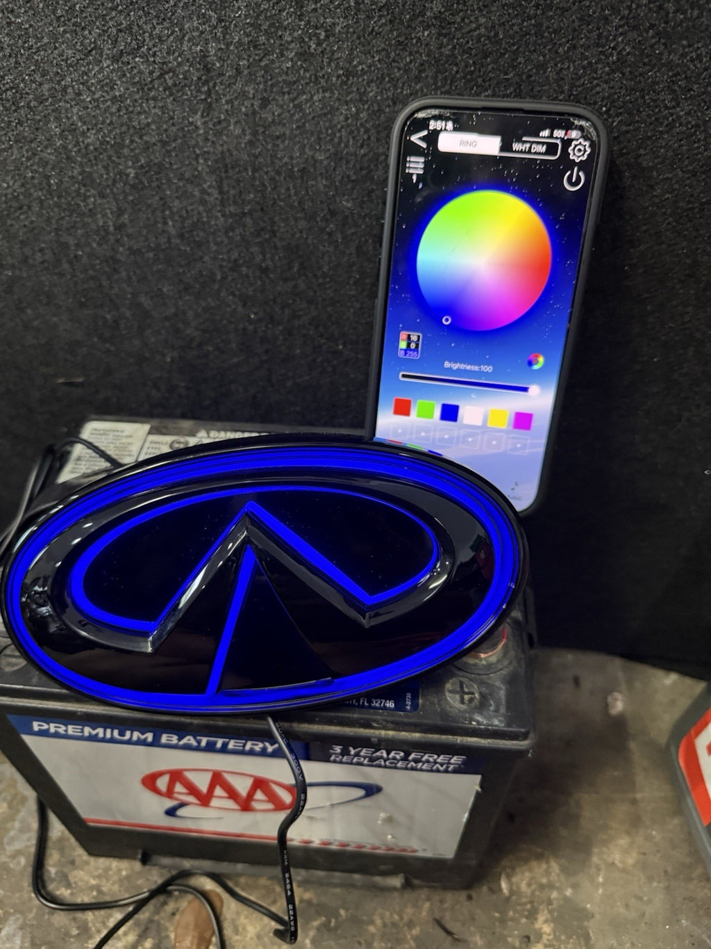 ✅ for 2018-2024 INFINITI Q50 COLOR CHANGING RGB LED GRILL EMBLEM GLOSS BLACK ✅