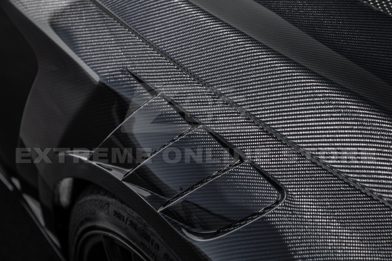 For 14-Up Infiniti Q50 CARBON FIBER Front Vented Hood Cover & Side Fender Pair