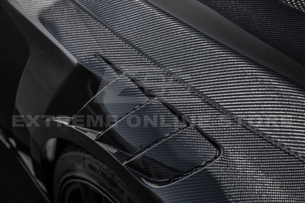 For 14-Up Infiniti Q50 CARBON FIBER Front Vented Hood Cover & Side Fender Pair