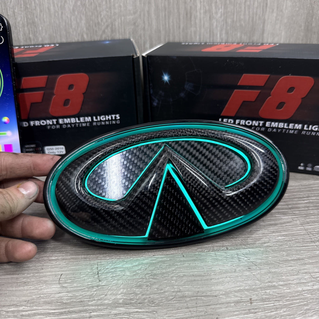 ✅ for 2018-2024 INFINITI Q50 COLOR CHANGING RGB LED GRILL EMBLEM CARBON FIBER