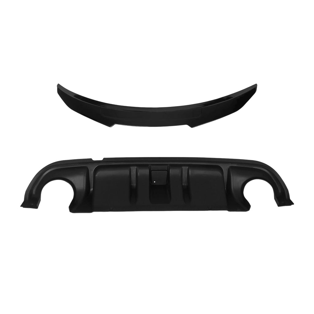 Rear Bumper Diffuser & Rear Spoiler Glossy Black Fit for 2014-2017 Infiniti Q50