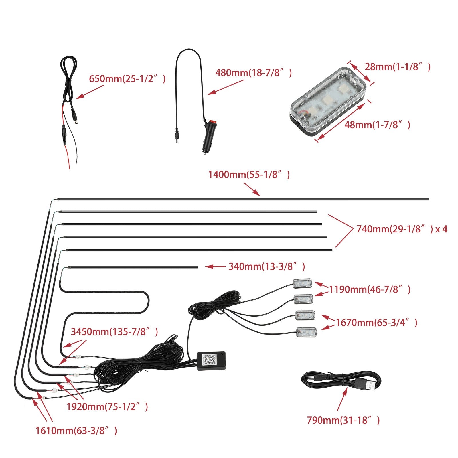 10 in 1 LED Neon Interior Strip Light Ambient Lights Kits for Dodge Challenger