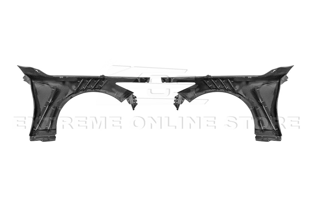 For 14-Up Infiniti Q50 CARBON FIBER Front Vented Hood Cover & Side Fender Pair