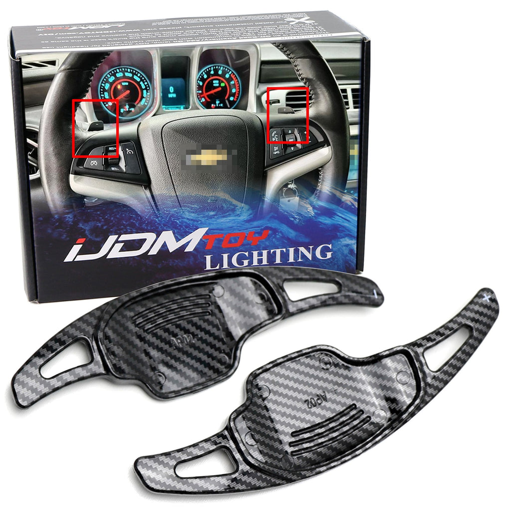 Twill-Weave "Carbon" Pattern Larger Steering Wheel Paddle Shift for Chevy Camaro