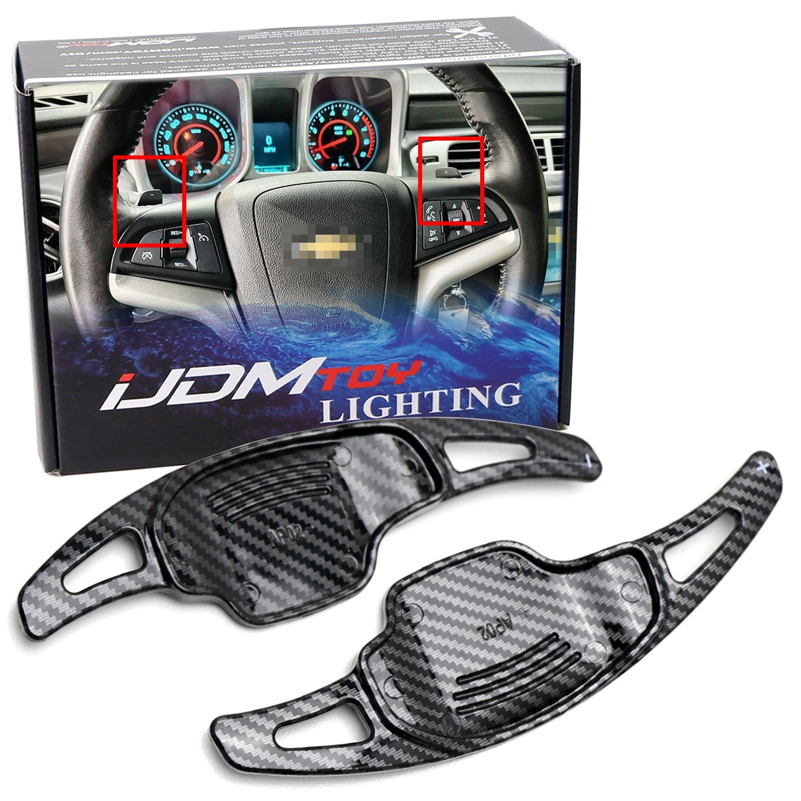 Twill-Weave "Carbon" Pattern Larger Steering Wheel Paddle Shift for Chevy Camaro
