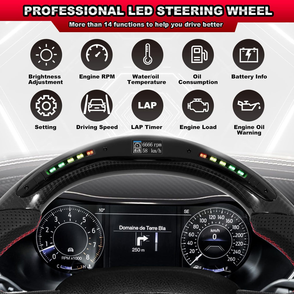 Carbon Fiber LED Colorful Steering Wheel Fit 15+ Dodge Hellcat Charger Durango