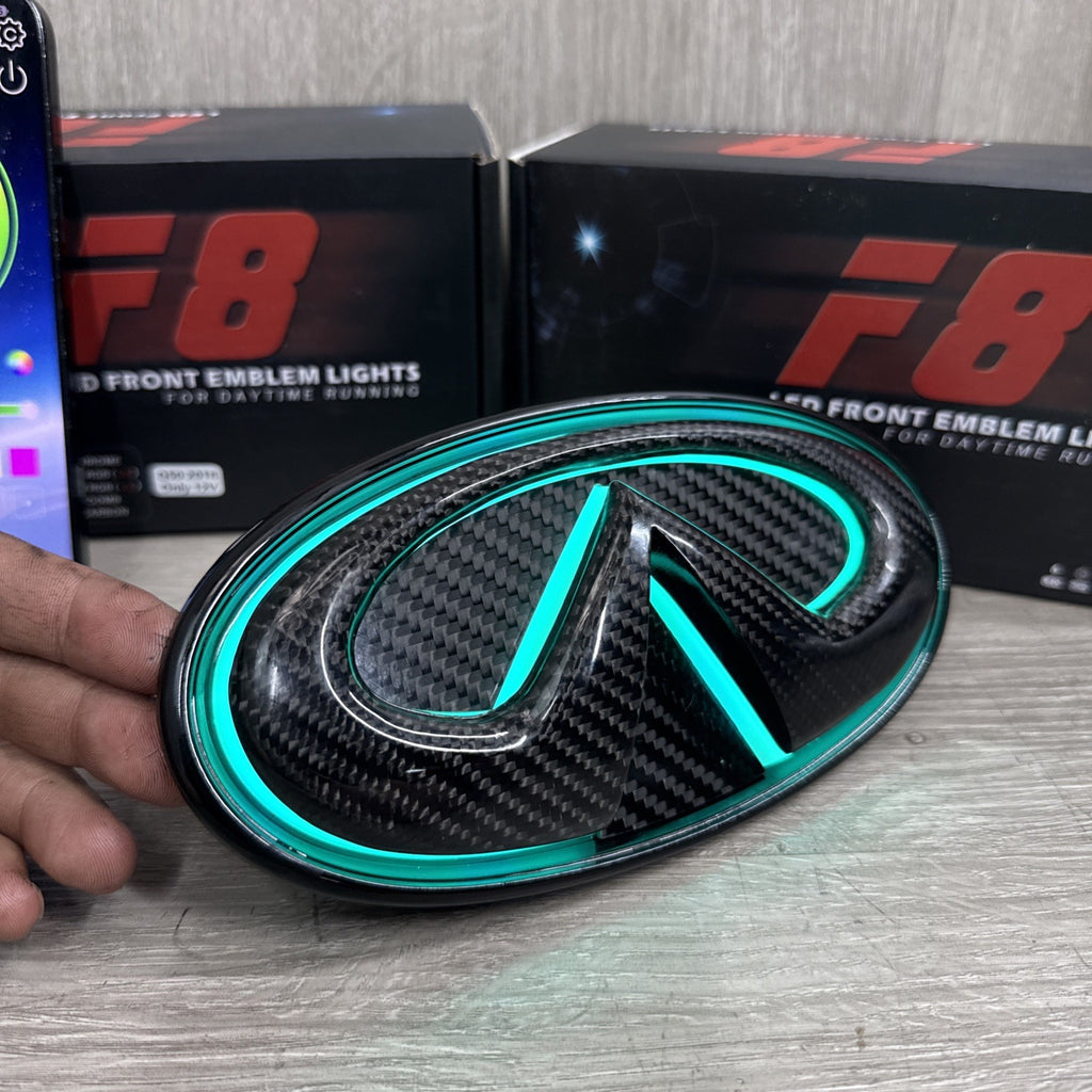 ✅ for 2018-2024 INFINITI Q50 COLOR CHANGING RGB LED GRILL EMBLEM CARBON FIBER
