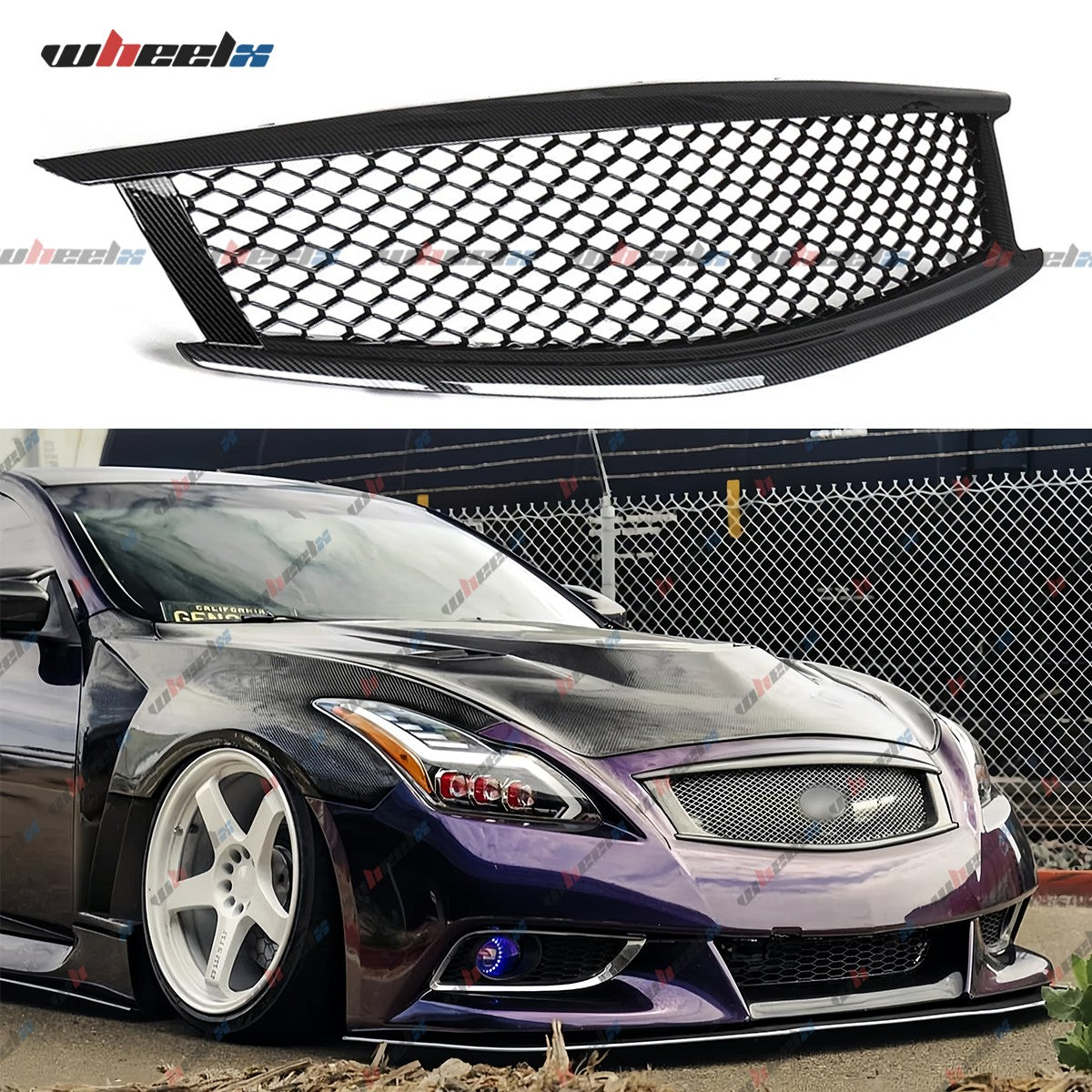 Carbon Fiber Front Bumper Grille for Infiniti G37 Q60 Coupe 08-13 Skyline Style