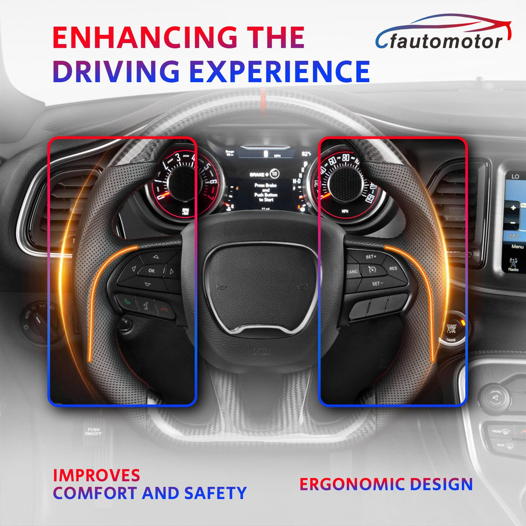 Real Carbon Fiber Sport Steering Wheel Fit 2015-2022 Chrysler 300 300C Red Line