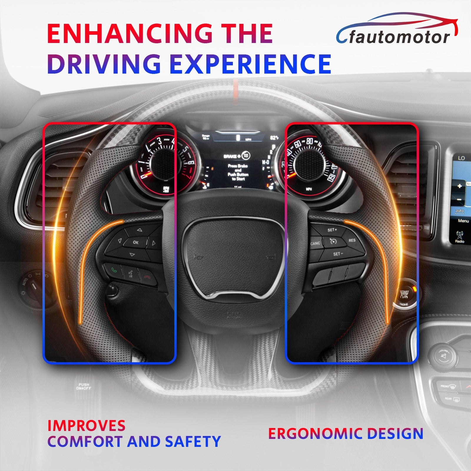 Real Carbon Fiber Sport Steering Wheel Fit 2015-2022 Chrysler 300 300C Red Line