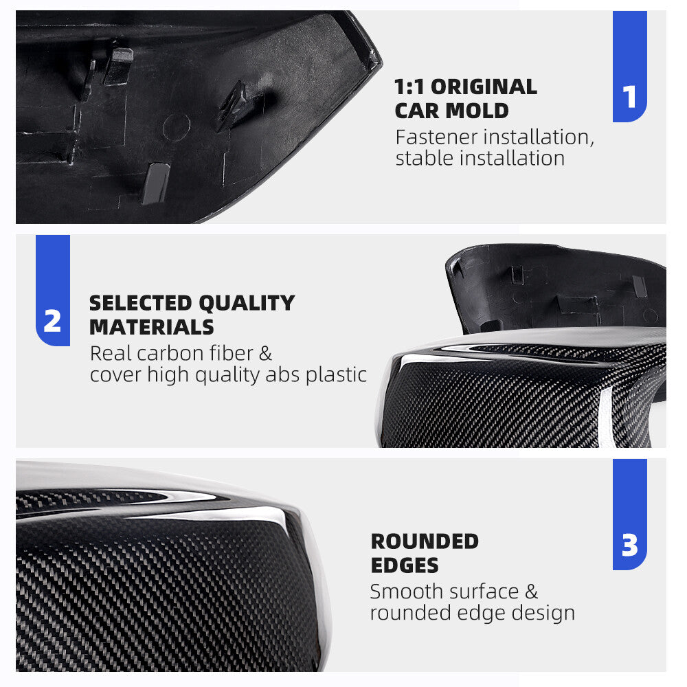 FOR INFINITI Q50 2014-2018 M STYLE REAL CARBON FIBER REAR SIDE MIRROR COVER CAP