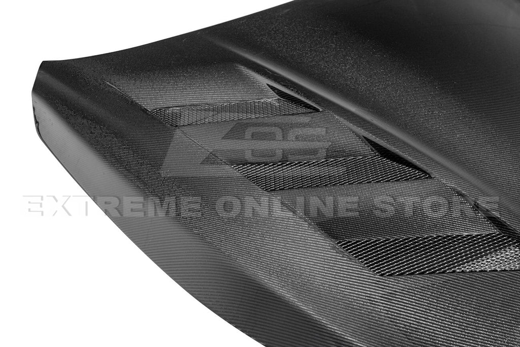 For 14-Up Infiniti Q50 CARBON FIBER Front Vented Hood Cover & Side Fender Pair