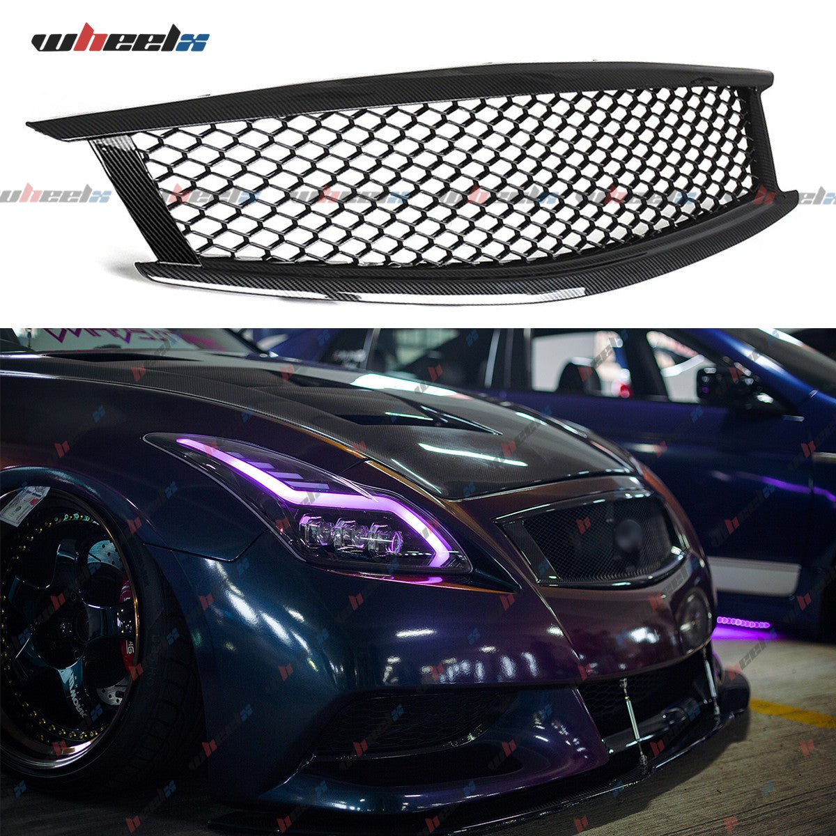 Carbon Fiber Front Bumper Grille for Infiniti G37 Q60 Coupe 08-13 Skyline Style