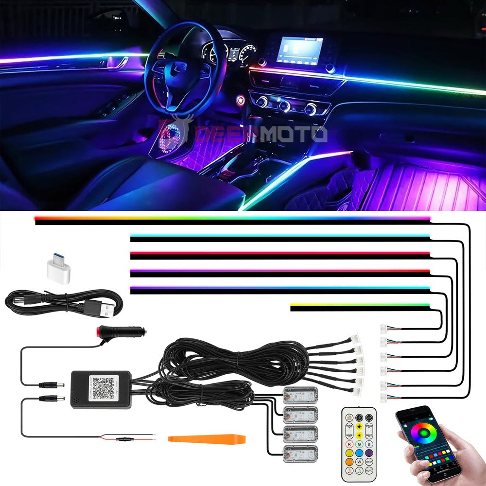 10 in 1 LED Neon Interior Strip Light Ambient Lights Kits for Dodge Challenger