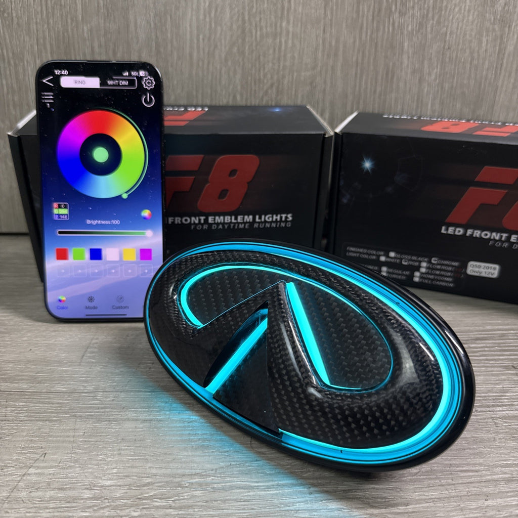 ✅ for 2018-2024 INFINITI Q50 COLOR CHANGING RGB LED GRILL EMBLEM CARBON FIBER