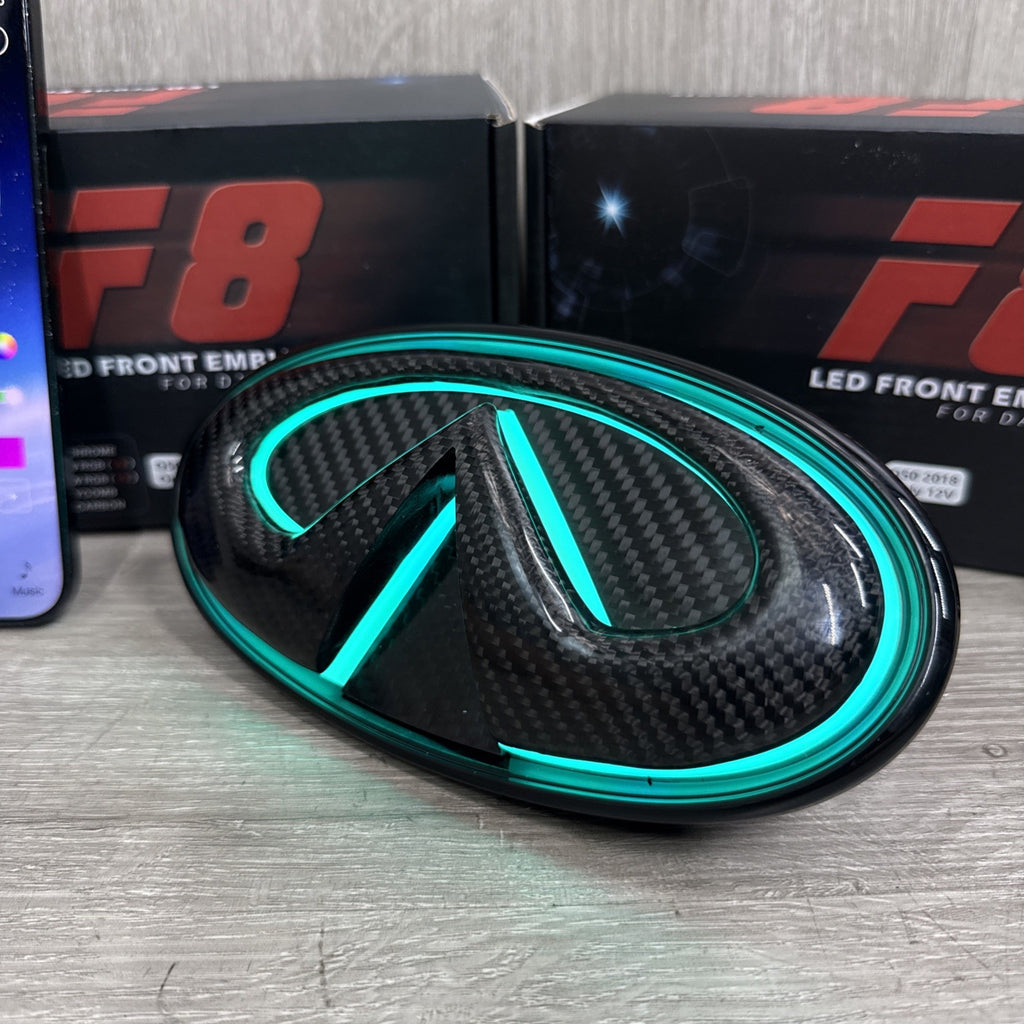 ✅ for 2018-2024 INFINITI Q50 COLOR CHANGING RGB LED GRILL EMBLEM CARBON FIBER