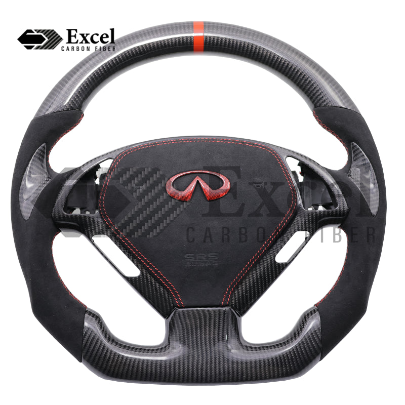 Carbon Fiber Steering Wheel for Infiniti G37 G37X G37S 2008 - 2015 with Trim