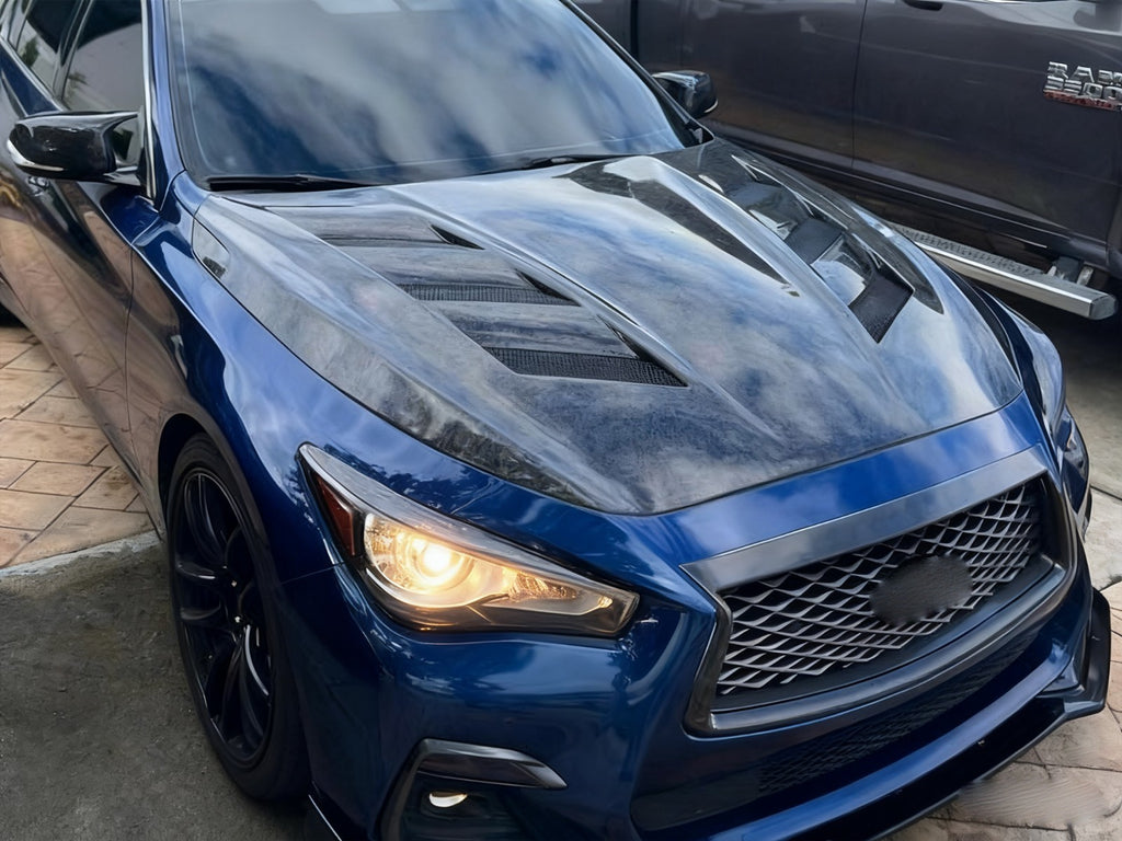 Limited Stock! AMS Style Vented Carbon Fiber Hood for Infiniti Q50 V37
