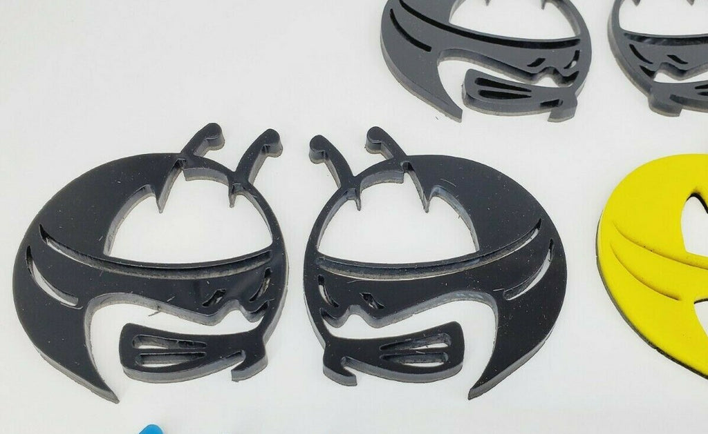 Pair GLOSS BLACK Scat Pack Head Emblems Fits Dodge Challenger Charger Bee Badge