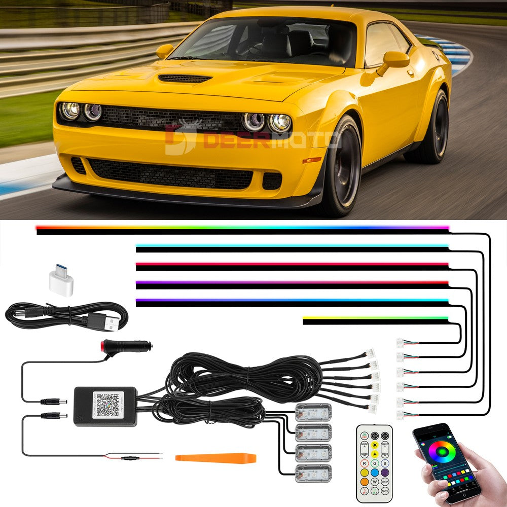 10 in 1 LED Neon Interior Strip Light Ambient Lights Kits for Dodge Challenger