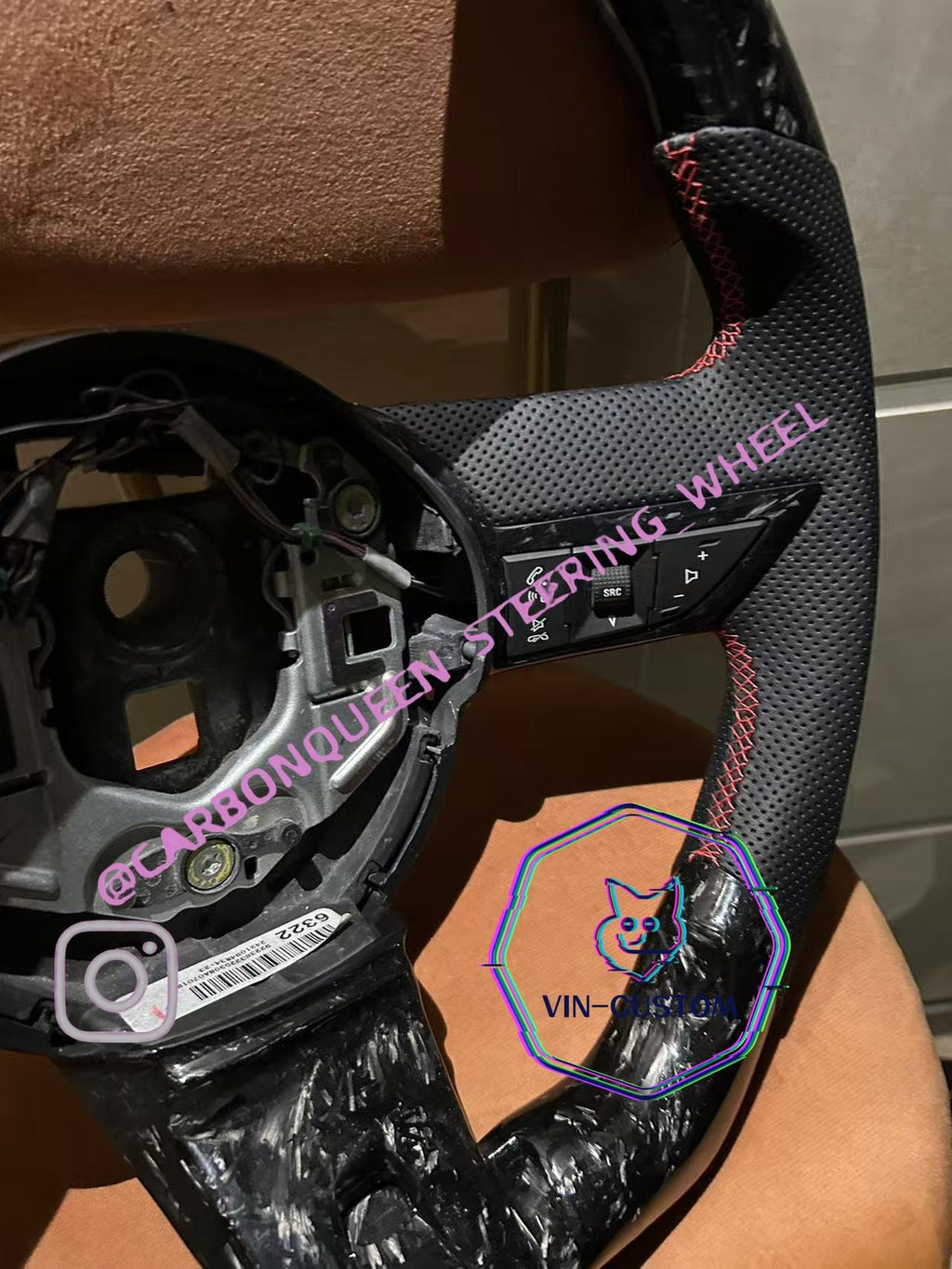 REAL CARBON FIBER Steering Wheel for CHEVY CAMARO SS FLAT TOP 2010-11 YEARS