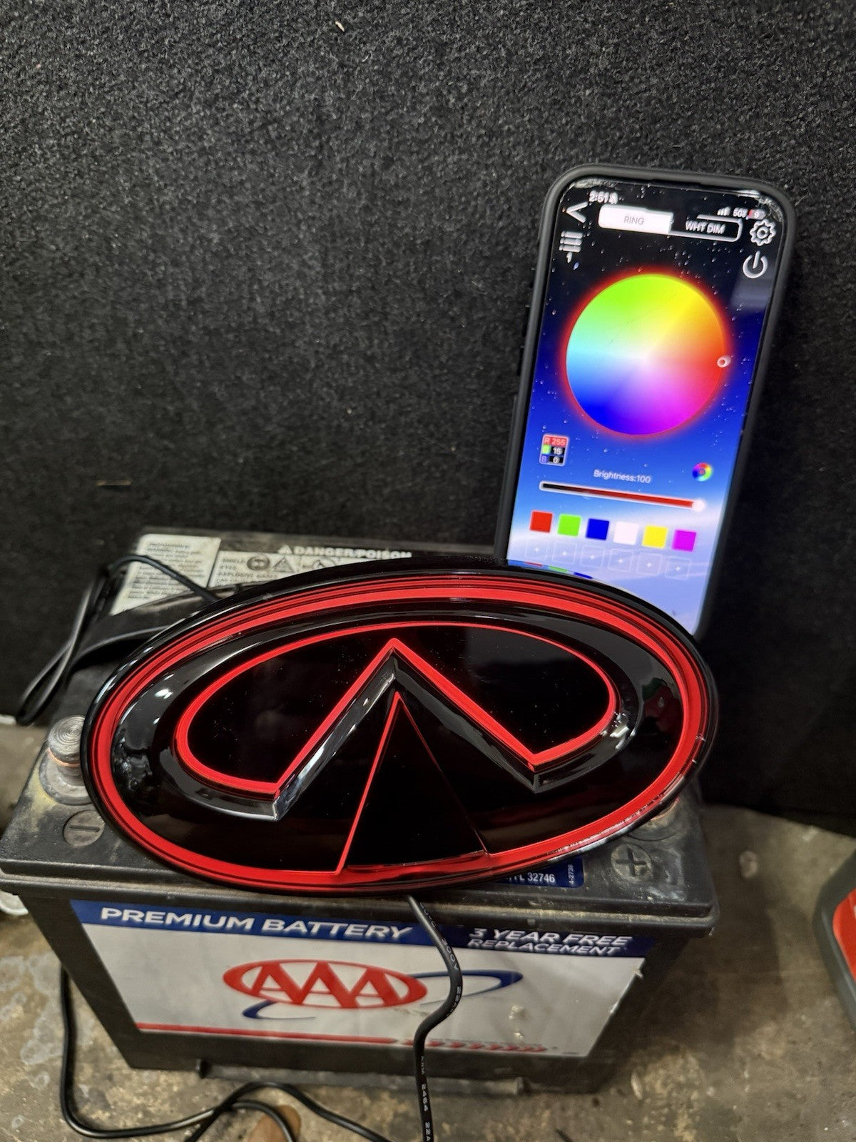 ✅ for 2018-2024 INFINITI Q50 COLOR CHANGING RGB LED GRILL EMBLEM GLOSS BLACK ✅