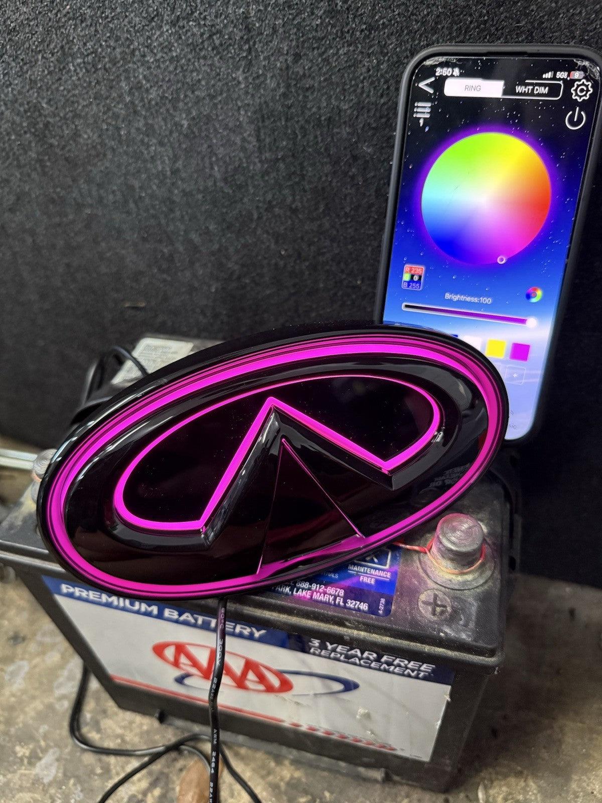 ✅ for 2018-2024 INFINITI Q50 COLOR CHANGING RGB LED GRILL EMBLEM GLOSS BLACK ✅