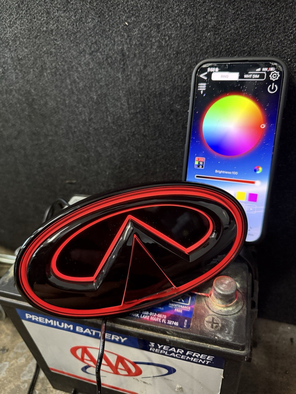 ✅ for 2018-2024 INFINITI Q50 COLOR CHANGING RGB LED GRILL EMBLEM GLOSS BLACK ✅