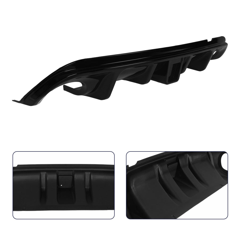 Rear Bumper Diffuser & Rear Spoiler Glossy Black Fit for 2014-2017 Infiniti Q50