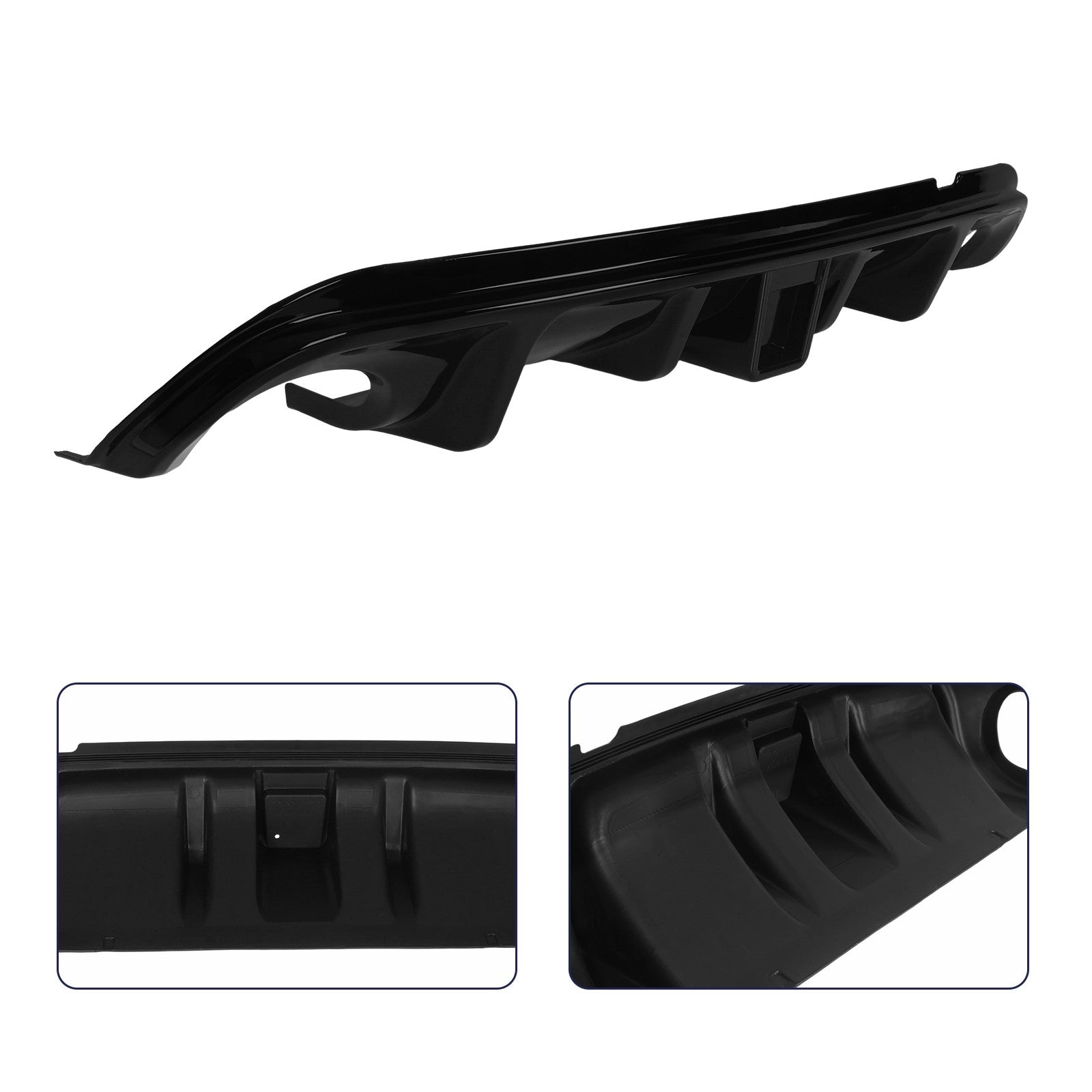 Rear Bumper Diffuser & Rear Spoiler Glossy Black Fit for 2014-2017 Infiniti Q50