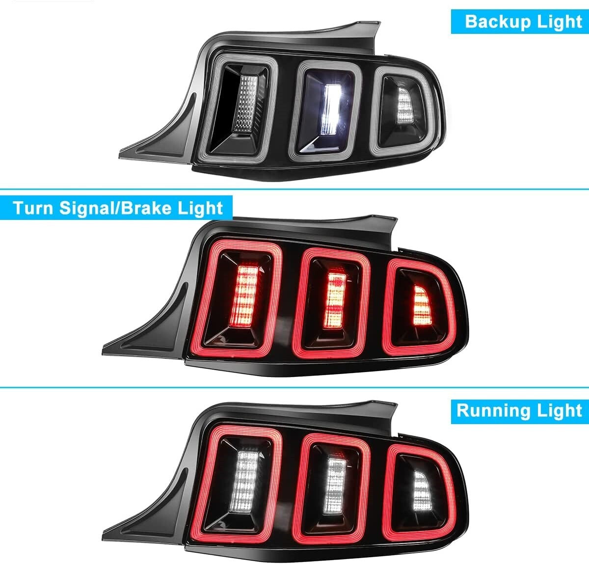 LED Taillight for 2010-2014 Ford Mustang Sequential Turn Signal Light Clear Lens