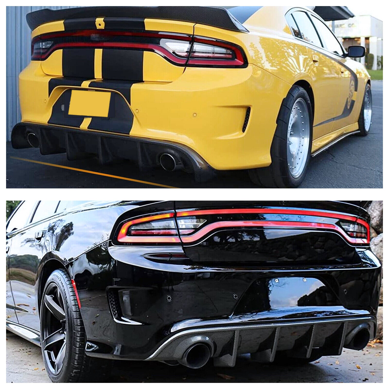 Carbon Fibre Rear Bumper Lip Diffuser Fit for 2015-2023 Dodge Charger SRT