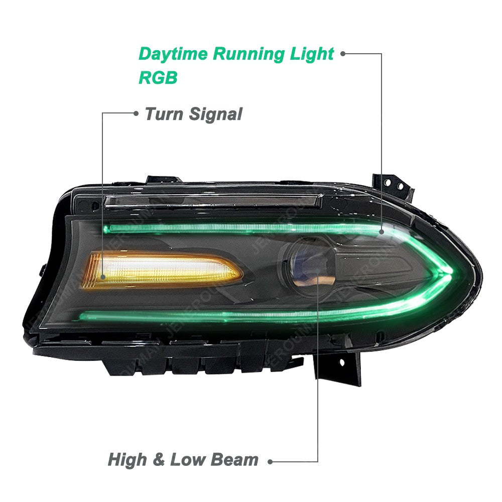 RGB Colorful LED Halogen Lamps Dual Headlights DRL for 2015-2023 Dodge Charger