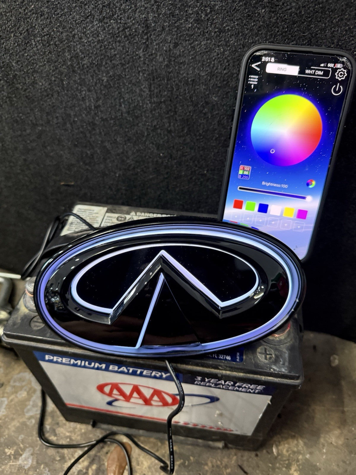 ✅ for 2018-2024 INFINITI Q50 COLOR CHANGING RGB LED GRILL EMBLEM GLOSS BLACK ✅