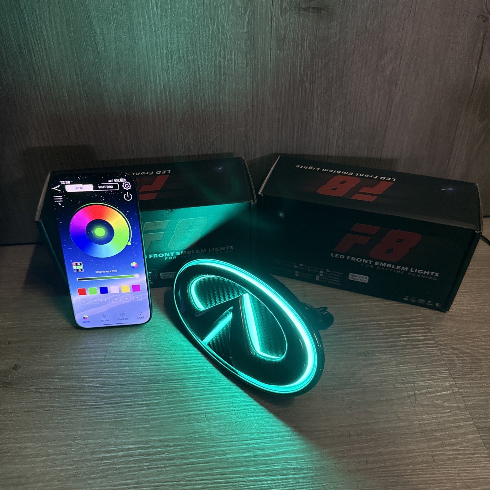 ✅ for 2018-2024 INFINITI Q50 COLOR CHANGING RGB LED GRILL EMBLEM CARBON FIBER
