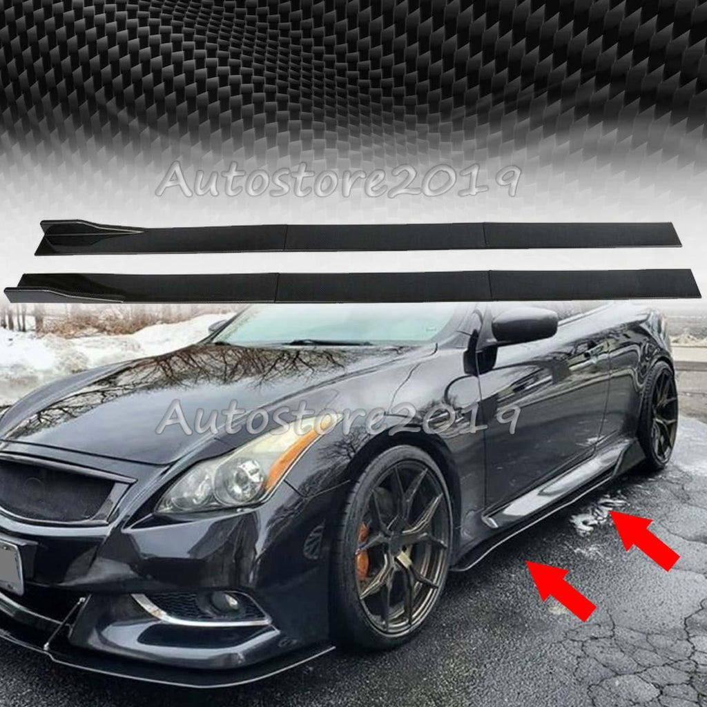 For Infiniti G37 Sedan Coupe Carbon Fiber Side Skirt Extension Splitter Spoiler