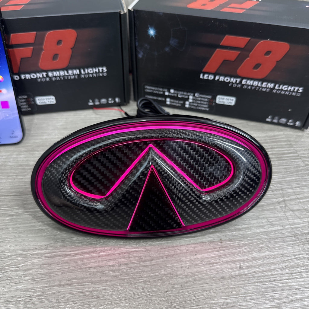 ✅ for 2018-2024 INFINITI Q50 COLOR CHANGING RGB LED GRILL EMBLEM CARBON FIBER