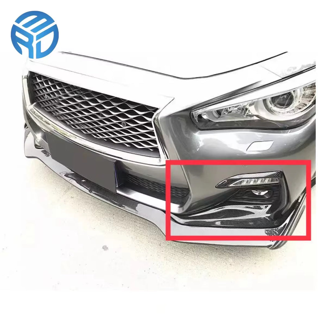 MRD for Infiniti Q50 Sport 2018+ Real Carbon Fiber Fog Light Bezels Carbon Fiber Fog Pieces Regular Carbon and Honeycomb