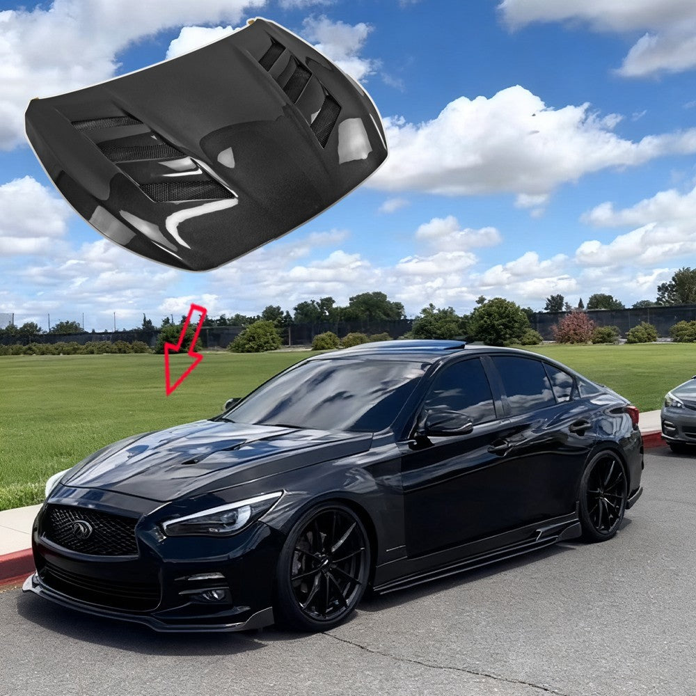 Limited Stock! AMS Style Vented Carbon Fiber Hood for Infiniti Q50 V37