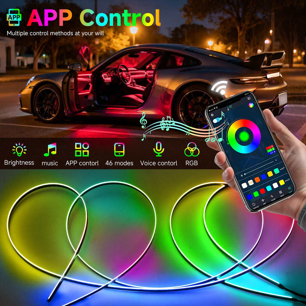2/10 in 1 LED RGB Acrylic Interior Strip Ambient Lights Kit for Ford Mustang