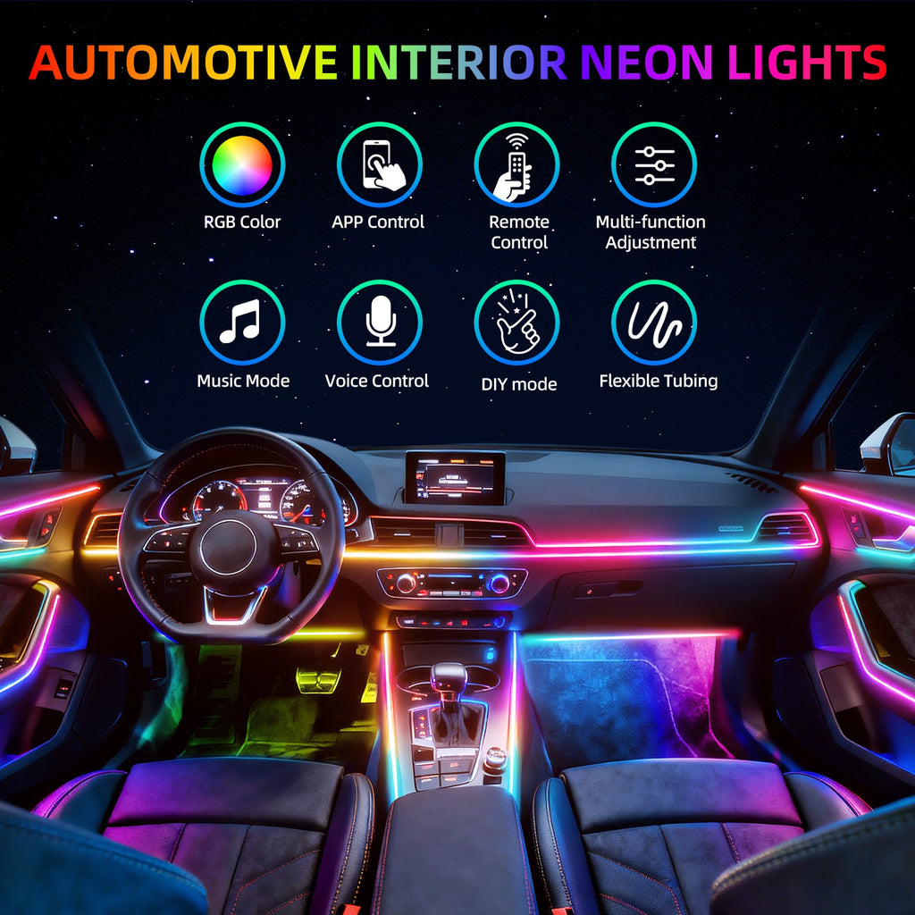 2/10 in 1 LED RGB Acrylic Interior Strip Ambient Lights Kit for Ford Mustang