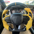 Real Carbon Fiber Steering Wheel Yellow Leather for 2015-2022 Chrysler 300 300C