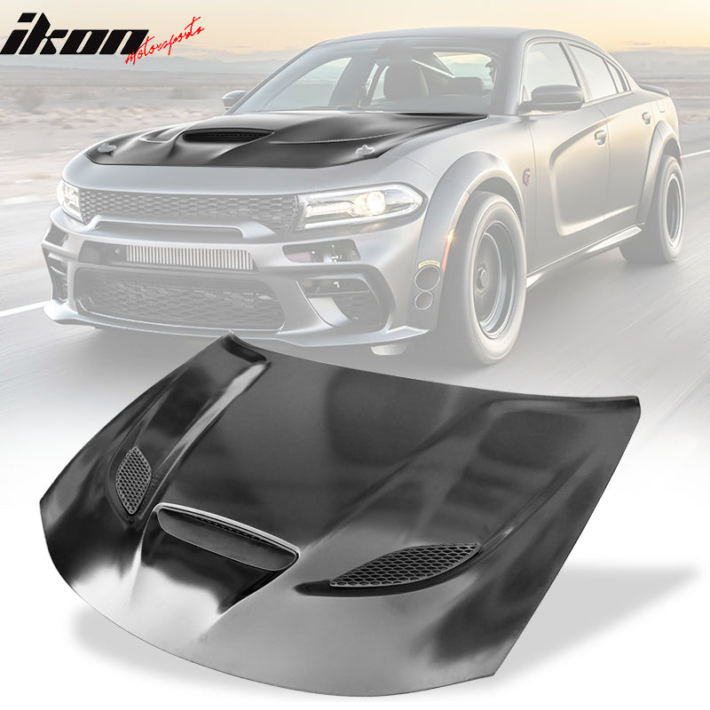 SRT Hellcat Style Aluminum Hood Scoopvent Fits 2015-2023 Dodge Charger