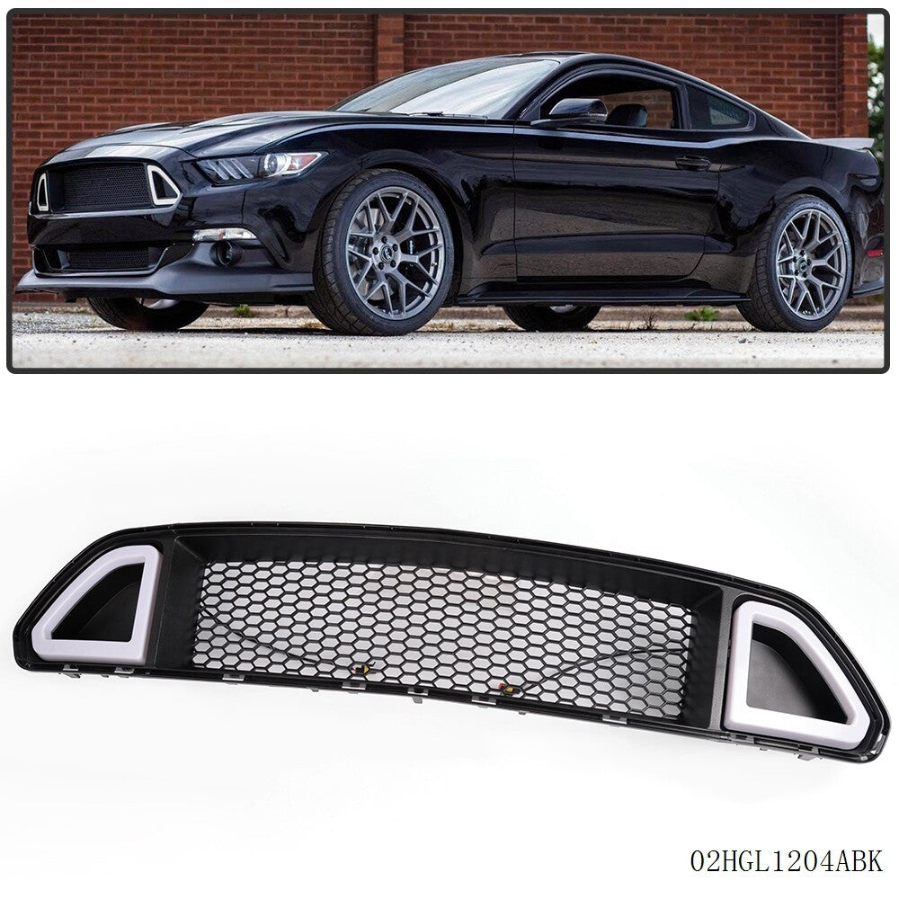 Front Upper Mesh Grille W/ DRL LED Light Fit for Ford Mustang 2015 2016 2017