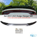Fit 15-23 Dodge Charger SRT 2 Pcs BK Decklid Spoiler Gurney Flap Wicker Bill