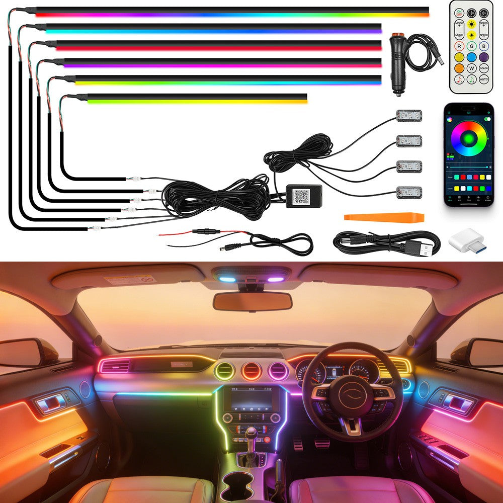 2/10 in 1 LED RGB Acrylic Interior Strip Ambient Lights Kit for Ford Mustang