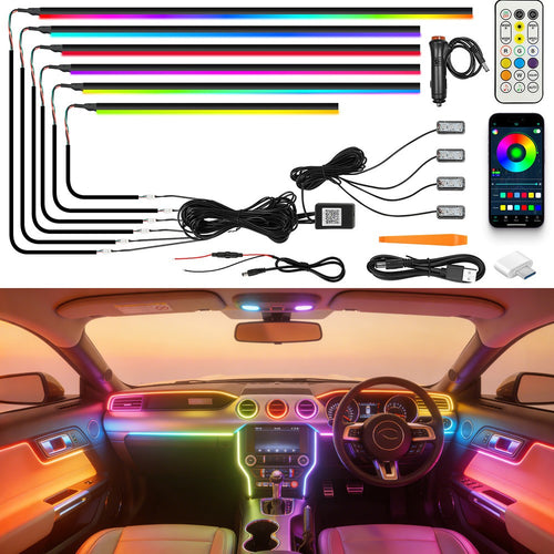 2/10 in 1 LED RGB Acrylic Interior Strip Ambient Lights Kit for Ford Mustang