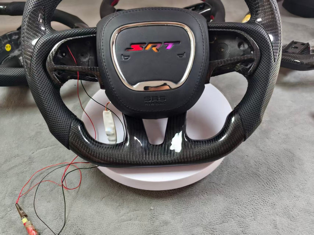 LED Carbon Fiber Steering Wheel Fit Dodge Charger Hellcat Jeep SRT8 2015+