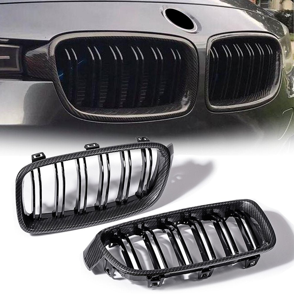 Carbon Fiber Kidney Grill +Side Mirror Cover Cap for 12-18 BMW F30 F31 328I 335I
