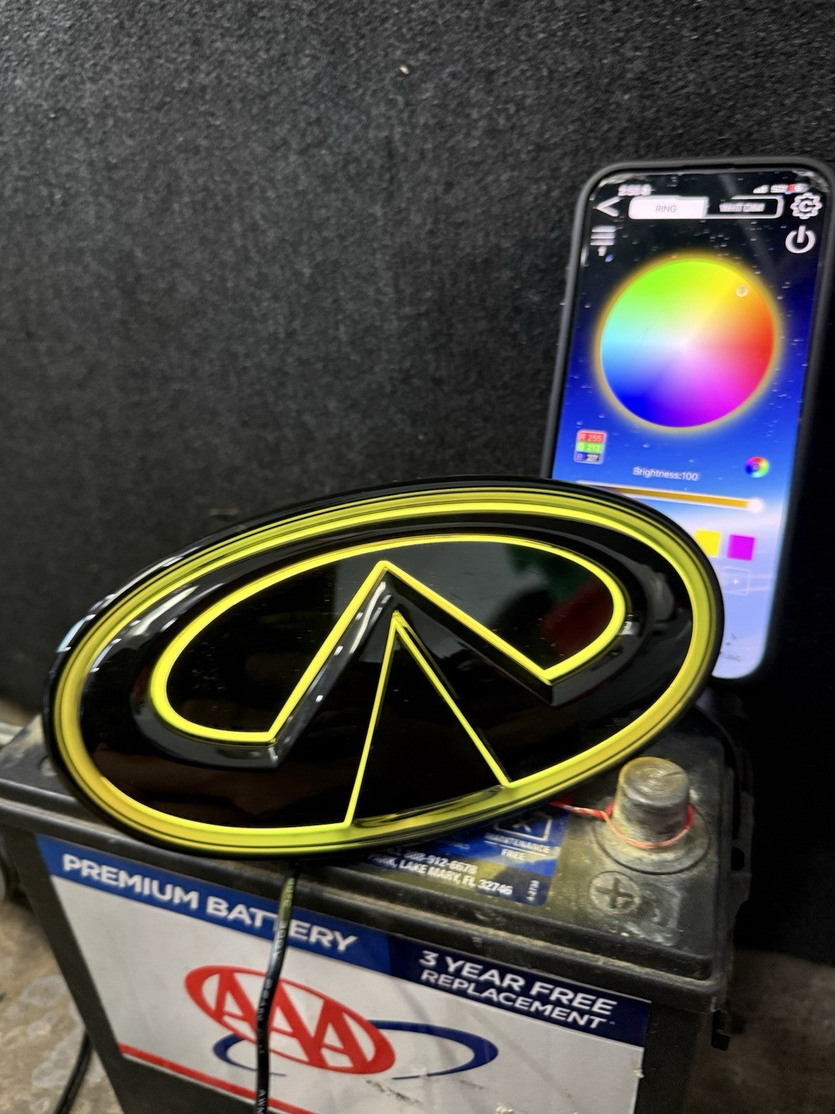✅ for 2018-2024 INFINITI Q50 COLOR CHANGING RGB LED GRILL EMBLEM GLOSS BLACK ✅